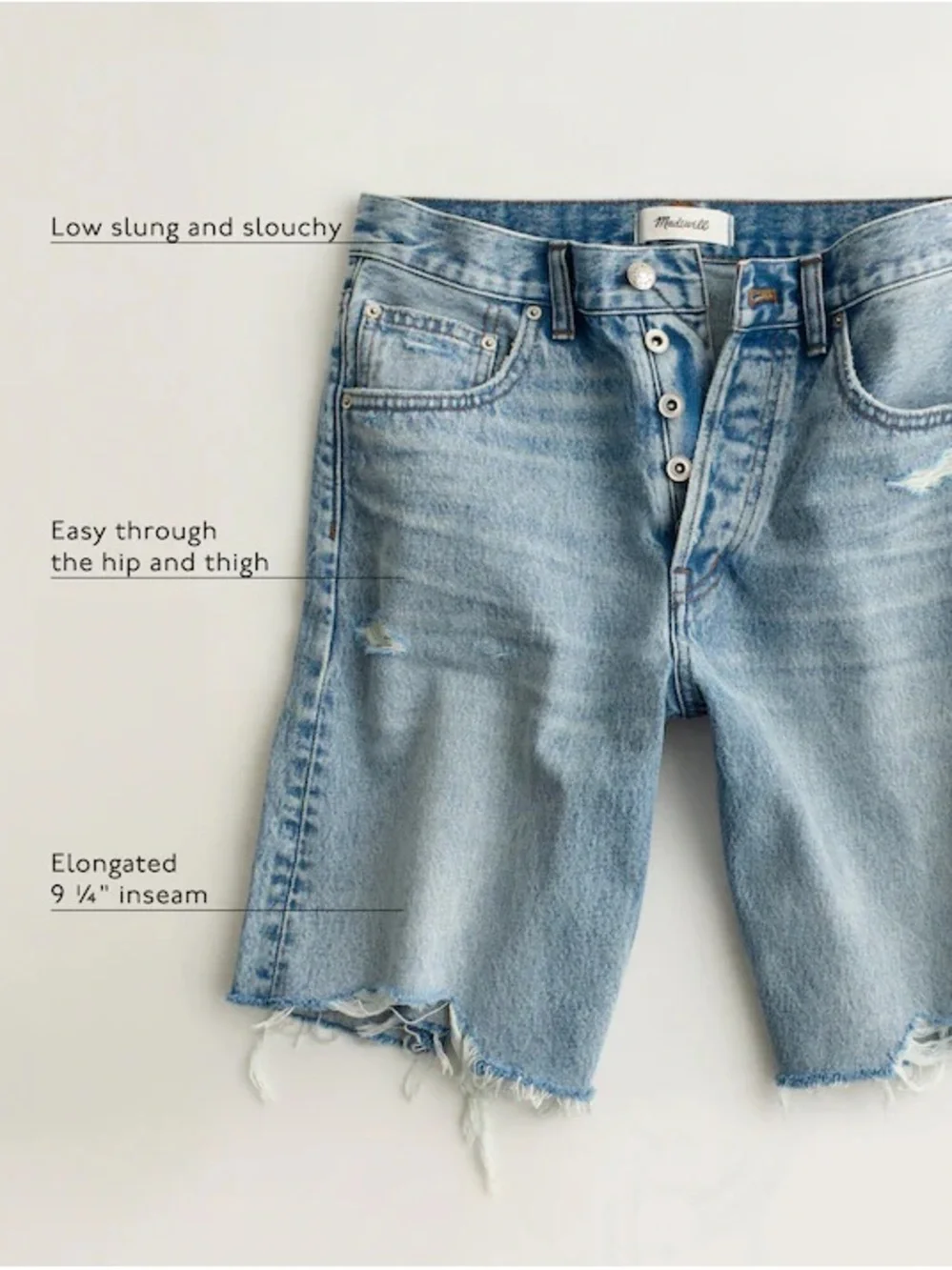 🌼Madewell High-Rise Black Washed Long Denim Shorts